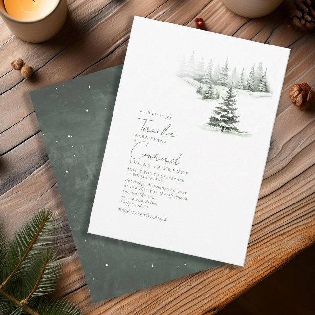 Invitación Rustic Winter Wedding Green ID1049 (Subido por el creador)