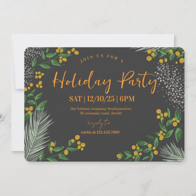 Invitación Rustic Winter Wonderland Holiday Party (Anverso)