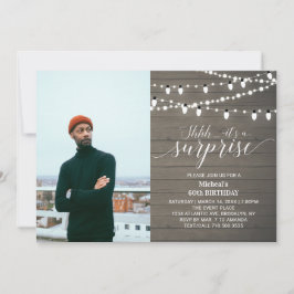 Invitación Rustic Wood 60.ª foto Fiesta de cumpleaños para ad