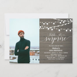 Invitación Rustic Wood 60.ª foto Fiesta de cumpleaños para ad