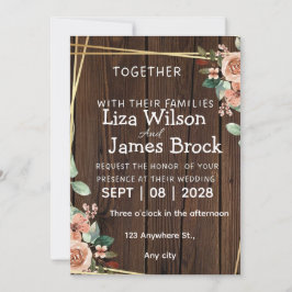 Invitación Rustic Wood Background wedding 