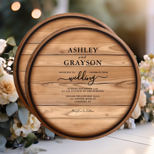 Invitación Rustic Wood Barrel Wedding (Subido por el creador)