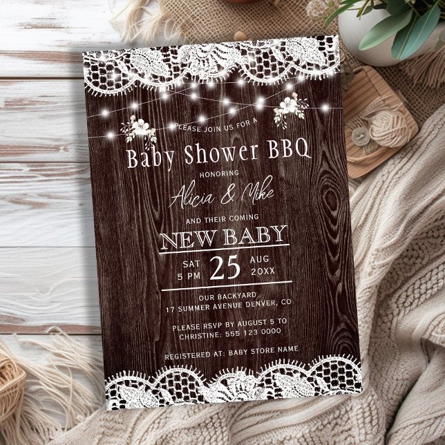 Invitación Rustic wood BBQ couples baby shower (Subido por el creador)