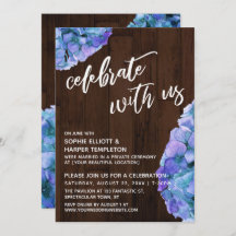 Rustic Wood Blue Hydrangea celebra con nosotros