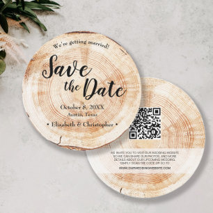 Invitación Rustic Wood boda con sitio web de boda de código Q