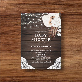 Invitación Rustic Wood Boho Floral Baby Shower