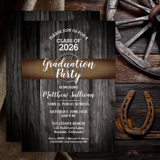 Invitación Rustic Wood Burlap No Photo Graduation Party
