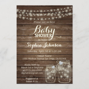 Invitación RUSTIC Wood Country Mason Jases Baby Shower