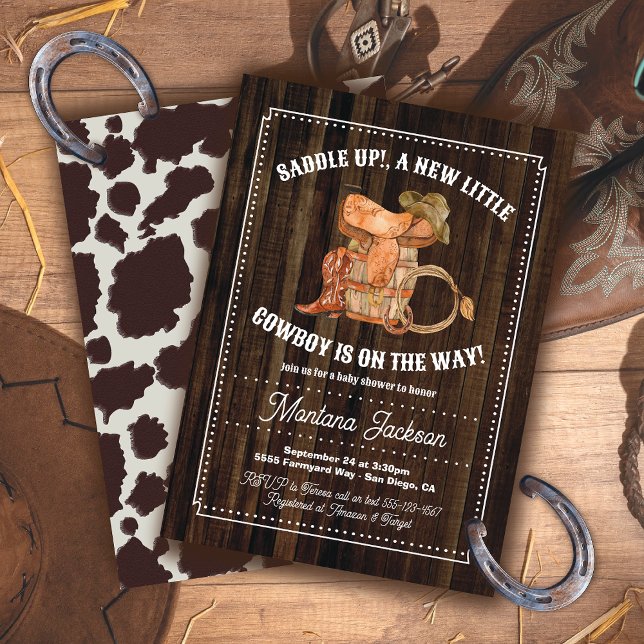 Invitación Rustic Wood Cowboy Baby Shower (Subido por el creador)