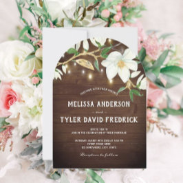 Invitación Rustic Wood Magnolia ilumina a Boda del Sur