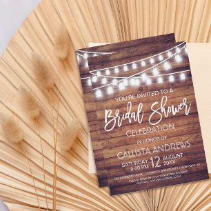 Invitación Rustic Wood Mason Jar String enciende ducha de nov
