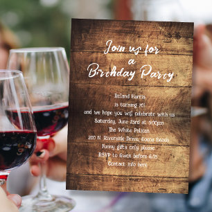 Invitación Rustic Wood Milestone Birthday Party for Him
