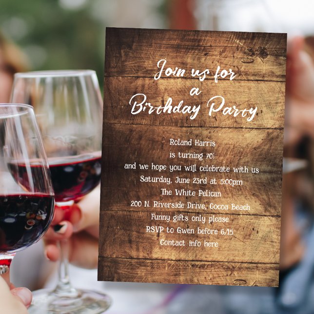 Invitación Rustic Wood Milestone Birthday Party for Him (Subido por el creador)
