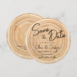 Invitación Rustic Wood QR Code Wedding Save the Date