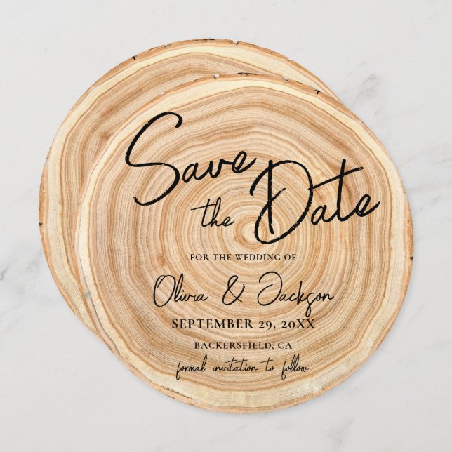 Invitación Rustic Wood QR Code Wedding Save the Date (Anverso / Reverso)