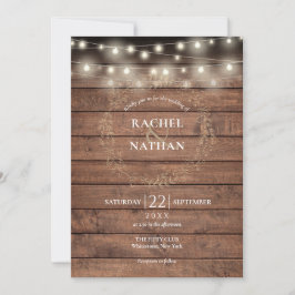 Invitación Rustic Wood String ilumina a Laurel Garland Boda