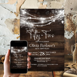 Invitación Rustic Wood String ilumina la fiesta de cumpleaños