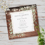 Invitación Rustic Wood String ilumina la vegetación de la duc<br><div class="desc">Con delicadas hojas de acuarela sobre un fondo rústico de paneles de madera,  esta invitación a la ducha de moda de novias puede ser personalizada con su información especial sobre la ducha de novia. Diseñado por Thisisnotme©</div>