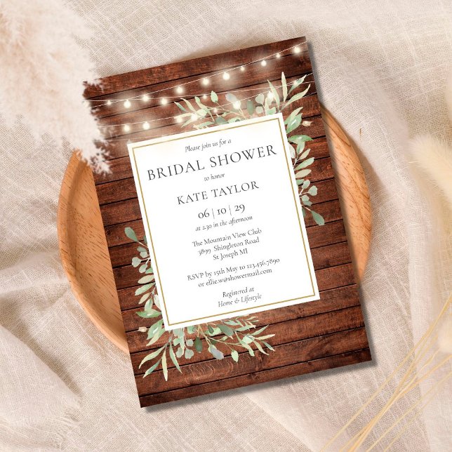 Invitación Rustic Wood String ilumina la vegetación de la duc (Subido por el creador)