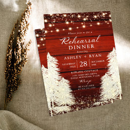 Invitación Rustic Wood String Luces Trees Ensayo Boda