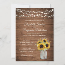 Rustic Wood Sunflowers Mason Jar Boda