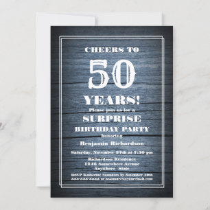 Invitación Rustic Wood Surprise Fiesta de 50 Años