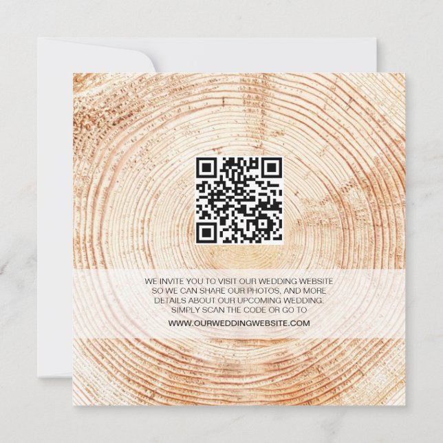 Invitación Rustic Wood Wedding Save the date with website Inv (Reverso)