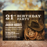 Invitación Rustic Wood Western 21st Birthday Fiesta<br><div class="desc">Invite a sus amigos y seres queridos a su fiesta de 21 años con esta rústica invitación occidental de madera.</div>