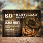 Invitación Rustic Wood Western 60th Birthday Party<br><div class="desc">Invite a sus amigos y seres queridos a su fiesta de cumpleaños número 60 con esta rústica invitación occidental de madera.</div>