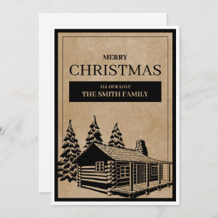 Invitación Rustic Wooden House Merry Christmas Holiday Card