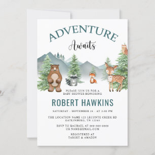 Invitación Rustic Woodland Adventure espera Baby Shower