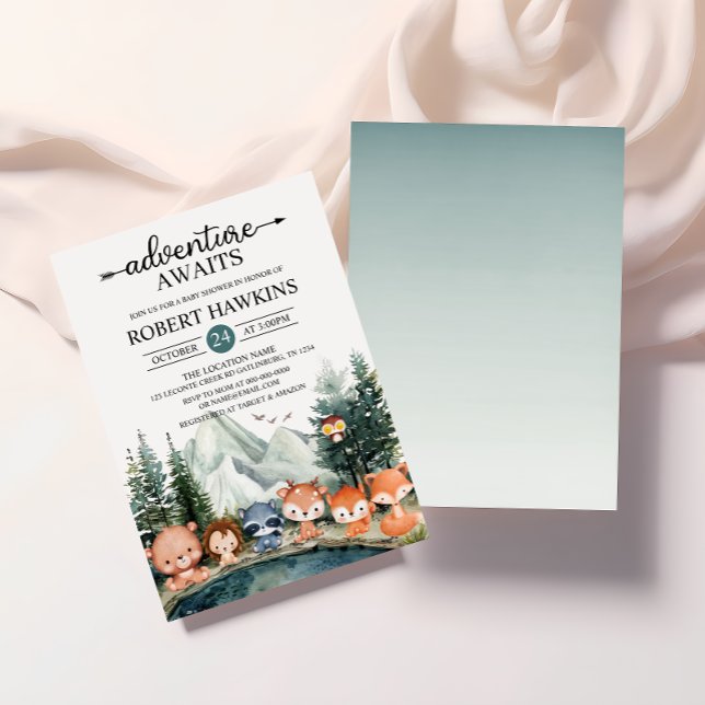 Invitación Rustic Woodland Adventure espera Baby Shower (Subido por el creador)