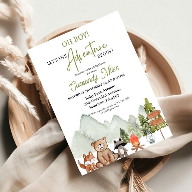 Invitación Rustic Woodland Animals Adventure Baby Shower (Subido por el creador)