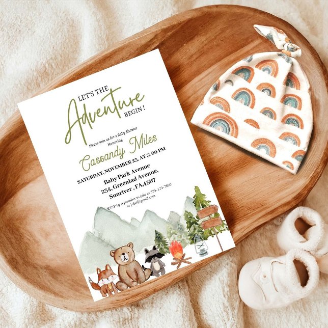 Invitación Rustic Woodland Animals Adventure Baby Shower (Subido por el creador)