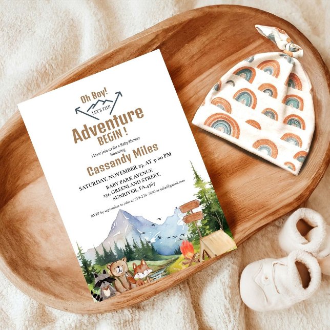 Invitación Rustic Woodland Animals Adventure Baby Shower (Subido por el creador)