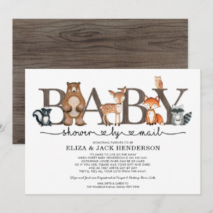 Invitación Rustic Woodland Animals Baby Shower Por Correo