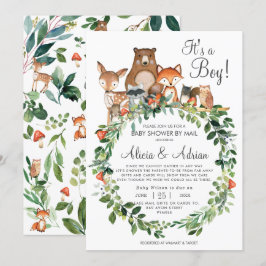 Invitación Rustic Woodland Animals Baby Shower por Mail Boy