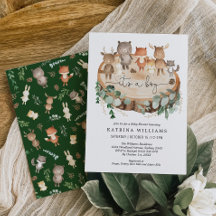 Rustic Woodland Animals Greenery Boy Baby Shower