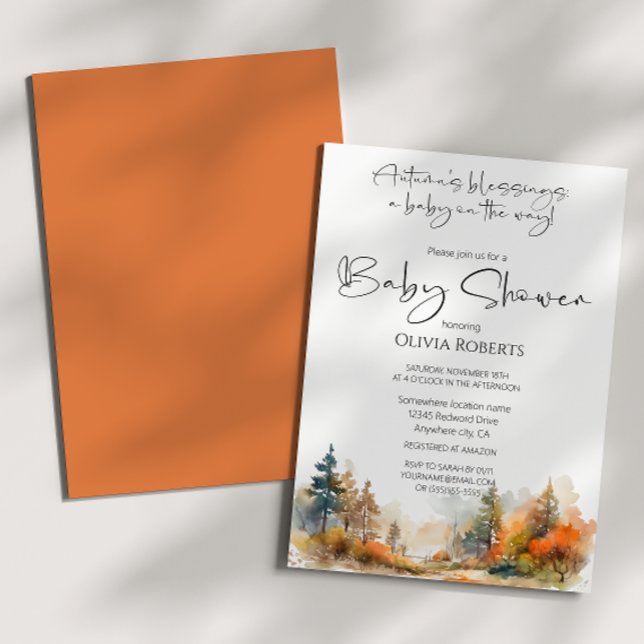 Invitación Rustic Woodland Autumn Forest Baby Shower (Subido por el creador)