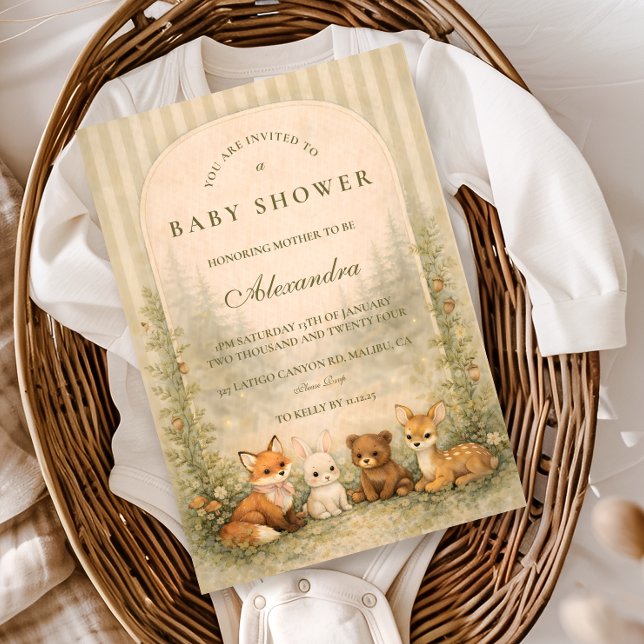 Invitación Rustic Woodland Baby Animals Baby Shower (Subido por el creador)