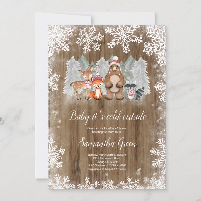 Invitación Rustic Woodland Baby Shower (Anverso)