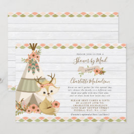 Invitación Rustic Woodland Boho Shower Por Correo