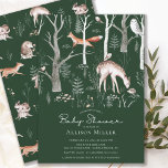 Invitación Rustic Woodland Forest Animals Baby Shower  Invita<br><div class="desc">Sweet rustic baby design featuring a forest scene with a deer,  hedgehog,  fox,  bird & owl set on a forest green background.   Visit our shop to view our entire forest animal design collection.</div>