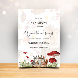 Invitación Rustic Woodland Forest Baby Shower Invitation