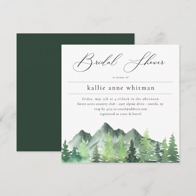 Invitación Rustic Woodland Forest Mountain Bridal Shower Invi (Anverso / Reverso)