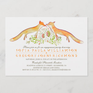 Invitación Rustic Woodland Fox Engagement Party