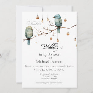 Invitación Rustic Woodland Love Birds Celebration