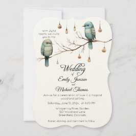 Invitación Rustic Woodland Love Birds Celebration