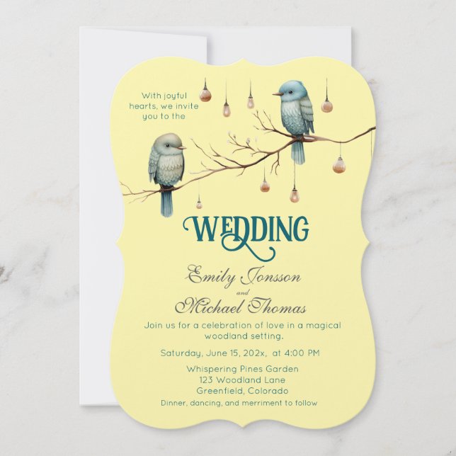 Invitación Rustic Woodland Love Birds Celebration