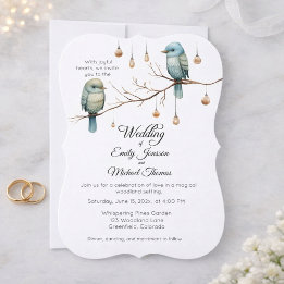 Invitación Rustic Woodland Love Birds Celebration
